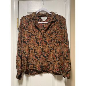 Vintage Bankers Club Womens 100%‎ Silk Blouse 8 Petite